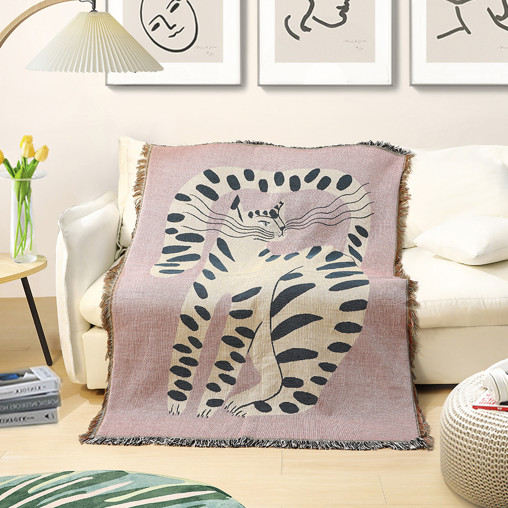 Boho Throw Blanket Fringe - Manta Decorativa Boho con Diseño Abstracto